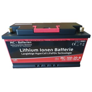 Lithium LiFePo4 Batterie 100Ah mit Bluetooth + 6AH für BMS +5 Jahre Garantie