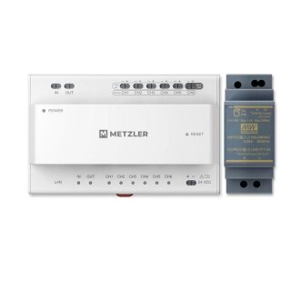 Metzle 2-Draht Video-/Audio Verteiler + Transformator | 6 Anschlüsse