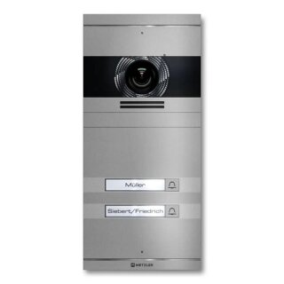 Metzler Neo VDM10 2.0 Video-Türsprechanlage mit austauschbarem Namensschild | 2 Klingeltaster | RAL 9007 Graualuminium