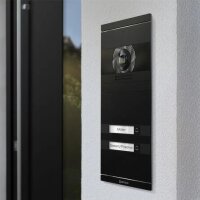 Metzler Neo VDM10 2.0 Video-Türsprechanlage mit austauschbarem Namensschild | 2 Klingeltaster | RAL 9005 Tiefschwarz