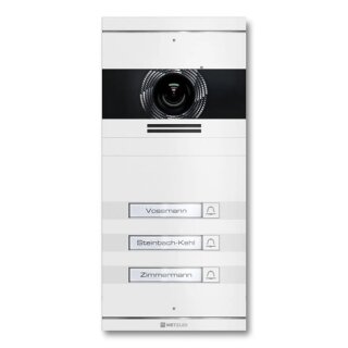 Metzler Neo VDM10 2.0 Video-Türsprechanlage mit austauschbarem Namensschild | 3 Klingeltaster | RAL 9016 Verkerhsweiß