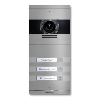 Metzler Neo VDM10 2.0 Video-Türsprechanlage mit austauschbarem Namensschild | 3 Klingeltaster | RAL 9007 Graualuminium