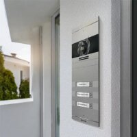 Metzler Neo VDM10 2.0 Video-Türsprechanlage mit austauschbarem Namensschild | 3 Klingeltaster | RAL 9007 Graualuminium