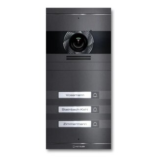Metzler Neo VDM10 2.0 Video-Türsprechanlage mit austauschbarem Namensschild | 3 Klingeltaster | DB 703 Eisenglimmer