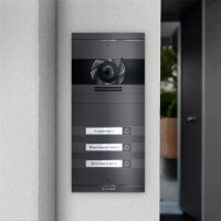 Metzler Neo VDM10 2.0 Video-Türsprechanlage mit austauschbarem Namensschild | 3 Klingeltaster | DB 703 Eisenglimmer