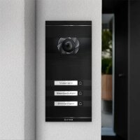 Metzler Neo VDM10 2.0 Video-Türsprechanlage mit austauschbarem Namensschild | 3 Klingeltaster | RAL 9005 Tiefschwaz