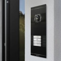 Metzler Neo VDM10 2.0 Video-Türsprechanlage mit austauschbarem Namensschild | 4 Klingeltaster | 9005 Tiefschwarz