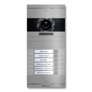 Metzler Neo VDM10 2.0 Video-Türsprechanlage mit austauschbarem Namensschild | 6 Klingeltaster | RAL 9007 Graualuminium