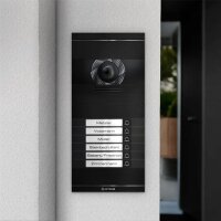 Metzler Neo VDM10 2.0 Video-Türsprechanlage mit austauschbarem Namensschild | 6 Klingeltaster | RAL 9005 Tiefschwaz