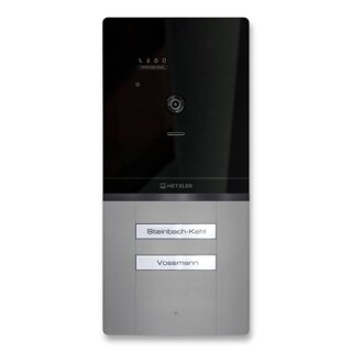 Metzler Maxior | XDM10 PRO Video-Türsprechanlage | Graualuminium mit austauschbarem Namensschild | 2-Draht-BUS | 2 Klingeltaster