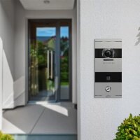 Metzler Niko Video-Türsprechanlage; Fingerprint; 1 Klingeltaster; RAL 9007 Graualuminium