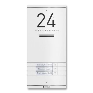 Metzler Kai -ADM10 Audio-Türsprechanlage, 3 Klingeltaster, RAL 9016 Verkehrsweiß