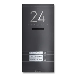 Metzler Kai -ADM10 Audio-Türsprechanlage, 3 Klingeltaster, DB 703 Eisenglimmer