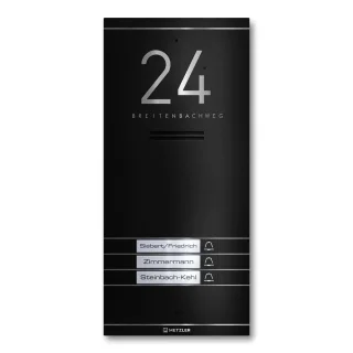 Metzler Kai -ADM10 Audio-Türsprechanlage, 3 Klingeltaster, RAL 9005 Tiefschwarz