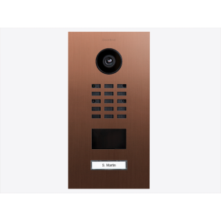 DoorBIrd D2201V IP Video Türsprechanlage, 1 Einheit, 1 Ruftaste, Edelstahl V4A, Bronze-Optik als PVD-Beschichtung, Edelstahl, gebürstet