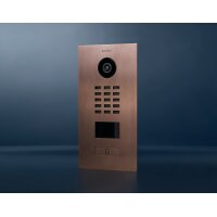 DoorBIrd D2201V IP Video Türsprechanlage, 1 Einheit, 1 Ruftaste, Edelstahl V4A, Bronze-Optik als PVD-Beschichtung, Edelstahl, gebürstet