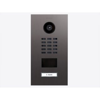 DoorBIrd D2201V IP Video Türsprechanlage, 1 Einheit, 1 Ruftaste, Titan-Optik als PVD-Beschichtung, Edelstahl, gebürstet