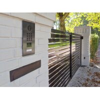 DoorBIrd D2201V IP Video T&uuml;rsprechanlage, 1 Einheit, 1 Ruftaste, Titan-Optik als PVD-Beschichtung, Edelstahl, geb&uuml;rstet