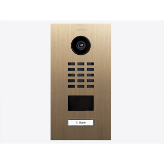 DoorBIrd D2201V IP Video Türsprechanlage, 1 Einheit, 1 Ruftaste, Echtes Messing brüniert
