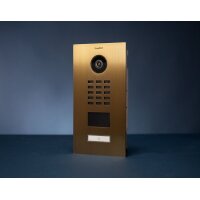 DoorBIrd D2201V IP Video Türsprechanlage, 1 Einheit, 1 Ruftaste, Echtes Messing brüniert