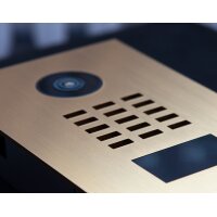 DoorBIrd D2201V IP Video T&uuml;rsprechanlage, 1 Einheit, 1 Ruftaste, Gold-Optik als PVD-Beschichtung, Edelstahl, geb&uuml;rstet