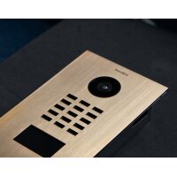 DoorBIrd D2201V IP Video Türsprechanlage, 1 Einheit, 1 Ruftaste, Gold-Optik als PVD-Beschichtung, Edelstahl, gebürstet