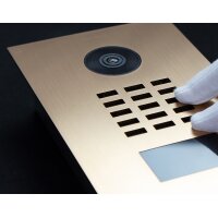 DoorBIrd D2201V IP Video Türsprechanlage, 1 Einheit, 1 Ruftaste, Gold-Optik als PVD-Beschichtung, Edelstahl, gebürstet