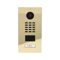 DoorBIrd D2201V IP Video Türsprechanlage, 1 Einheit, 1 Ruftaste,Messing-Optik als PVD-Beschichtung, Edelstahl V4A, hochglanzpoliert