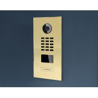 DoorBIrd D2201V IP Video Türsprechanlage, 1 Einheit, 1 Ruftaste,Messing-Optik als PVD-Beschichtung, Edelstahl V4A, hochglanzpoliert