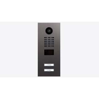 DoorBIrd D2202V IP Video Türsprechanlage, 2 Einheit, 2 Ruftaste, Titan-Optik als PVD-Beschichtung, Edelstahl, gebürstet