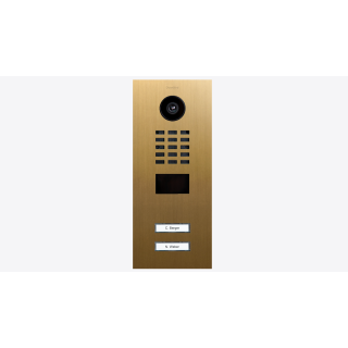 DoorBIrd D2202V IP Video Türsprechanlage, 2 Einheit, 2 Ruftaste, Gold-Optik als PVD-Beschichtung, Edelstahl, gebürstet