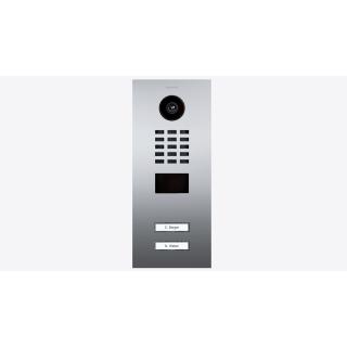 DoorBIrd D2202V IP Video Türsprechanlage, 2 Einheit, 2 Ruftaste, Titan-Optik als PVD-Beschichtung, Chrom-Optik, Edelstahl V4A, hochglanzpoliert