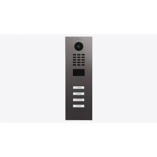DoorBIrd D2204V IP Video Türsprechanlage, 4 Einheit, 4 Ruftaste, Gold-Optik als PVD-Beschichtung, Edelstahl, gebürstet
