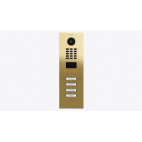 DoorBIrd D2204V IP Video T&uuml;rsprechanlage, 4 Einheit, 4 Ruftaste, Messing-Optik als PVD-Beschichtung, Edelstahl V4A, hochglanzpoliert