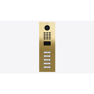 DoorBIrd D2205V IP Video Türsprechanlage, 5 Einheit, 5 Ruftasten.  Messing-Optik als PVD-Beschichtung, Edelstahl V4A, hochglanzpoliert