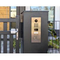 DoorBird IP Video Türsprechanlage ; 1 Einheit, 1 Ruftaste. Chrom-Optik, Edelstahl V4A, hochglanzpoliert